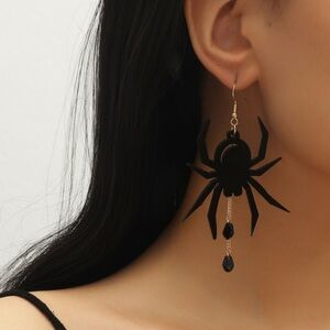 Black Spider‎ Dangle Earrings